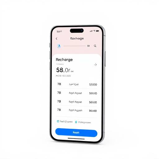Screenshot of the SwiftConnect Mobile App recharge screen